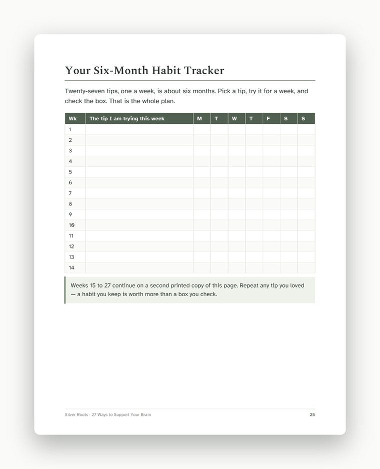 Sample page: the six-month habit tracker