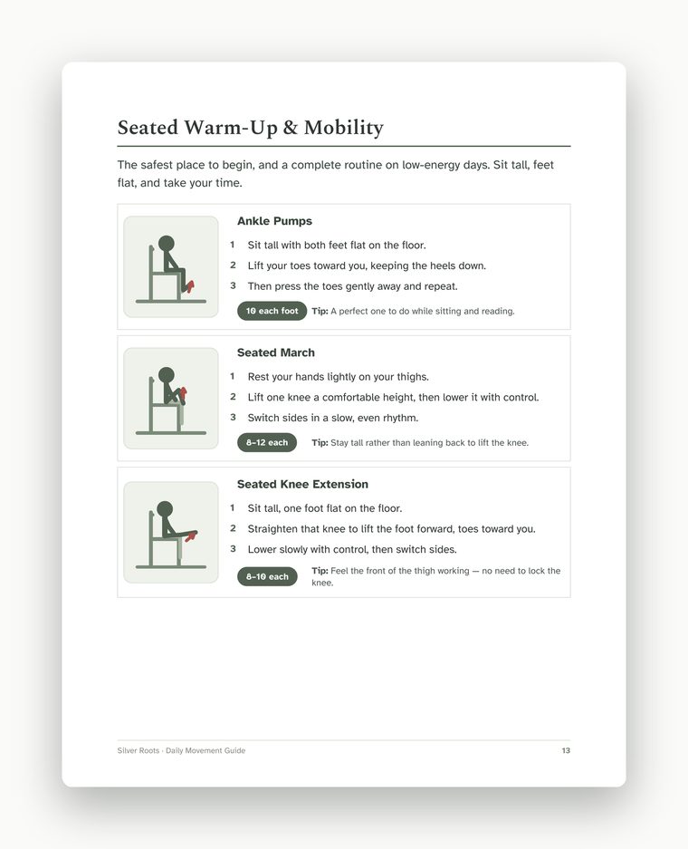 Guide page: seated mobility routine